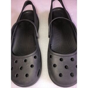 CROCS Karin Black Mary Jane Clog Double Strap Womens Size 10 Flat Shoes Sandals